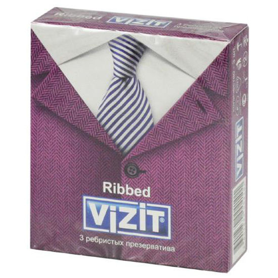Презервативы латексные Vizit (Визит) Ribbed с кольцами №3